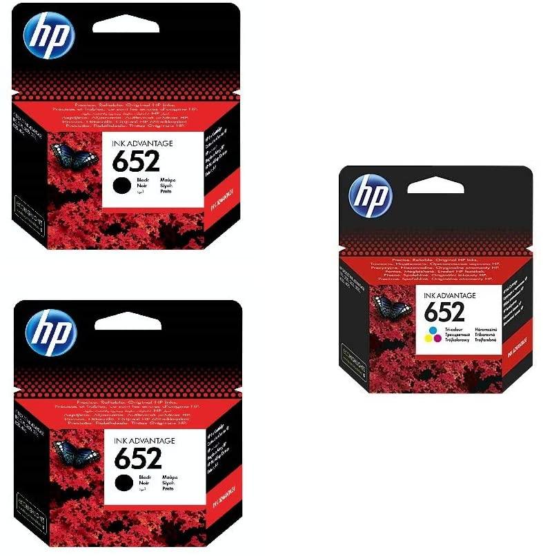 HP 652 Black F6V25AE - 2 PCS and HP 652 Tricolor F6V24AE - 1PC Ink Cartridges - eBuy UAE
